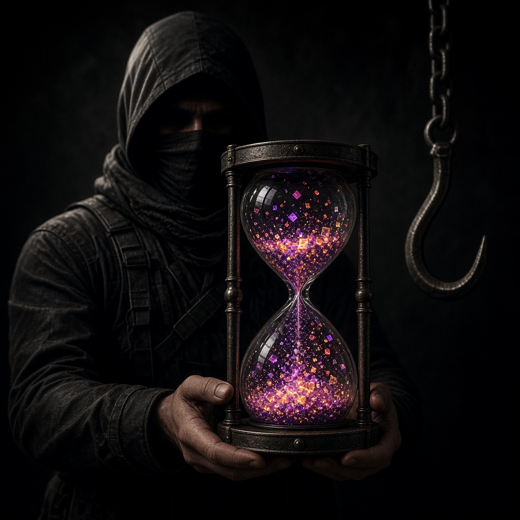 The operator holding an hourglass of falling posts